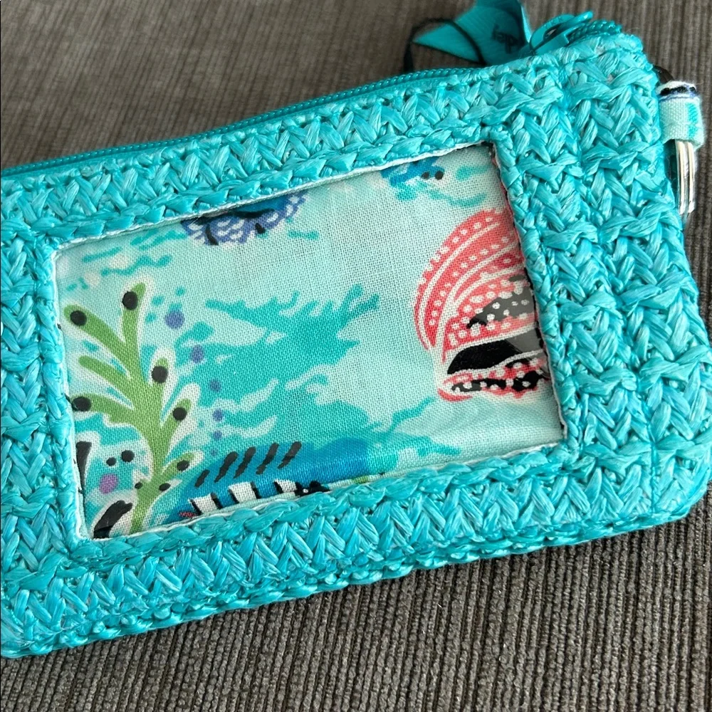 VERA BRADLEY Straw Zip ID Case Antilles Treasure NWT